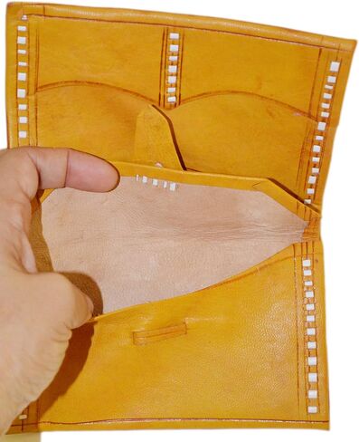 Handmade Moroccan By-fold Leather Wallet Large Vintage Exquisite Handy Yellow in Saudi Arabia