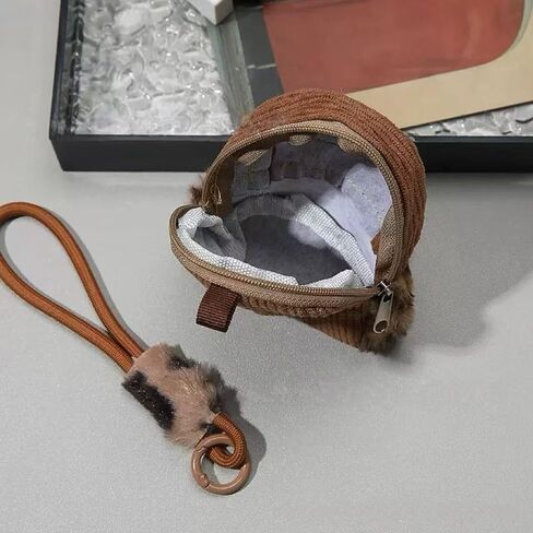 Mini Bag Charm Keychain Wallet - Faux Leopard Fur Corduroy Cheetah Print Keychain Pouch for Handbag Charms, Coin Purse, Car Key Chain in Saudi Arabia