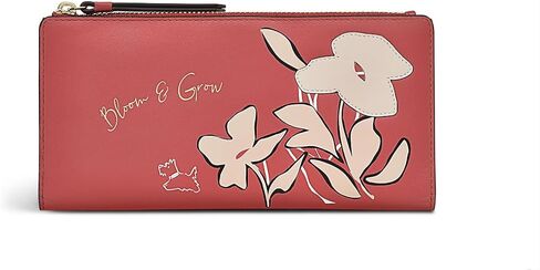 محفظة RADLEY London Bloom & Grow النسائية الكبيرة ثنائية الطي من الجلد، باللون الوردي النحاسي in Kuwait