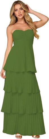Chiffon Floral Bridesmaid Dresses Long Ruffle Tiered Wedding Guest Dress in Saudi Arabia