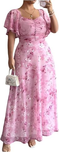 Floerns Women's Plus Size Floral Maxi Dress Sweetheart Neck A Line Beach Vacation Dresses in Kuwait