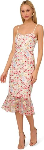 Adrianna Papell Women's Embroidered Mesh Midi Dress in Kuwait