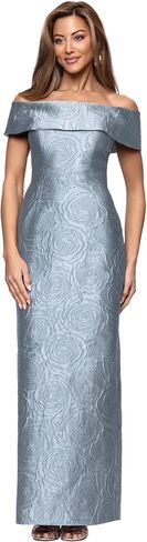 Xscape Women's Jacquard Off the Shoulder Floor Length Dress (Petite) in Kuwait