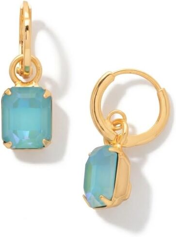 Sorrelli Octavia Huggie Hoop Earrings – Emerald-Cut Summer Blue Delite Crystal Drop on Dainty Hoop in and Gold-Tone Finish in Saudi Arabia