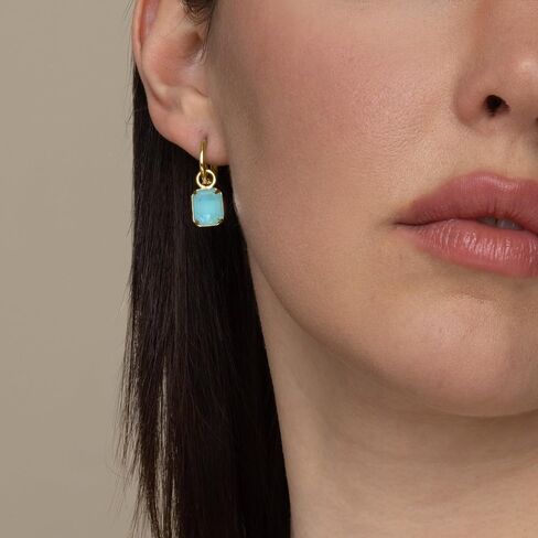 Sorrelli Octavia Huggie Hoop Earrings – Emerald-Cut Summer Blue Delite Crystal Drop on Dainty Hoop in and Gold-Tone Finish in Saudi Arabia