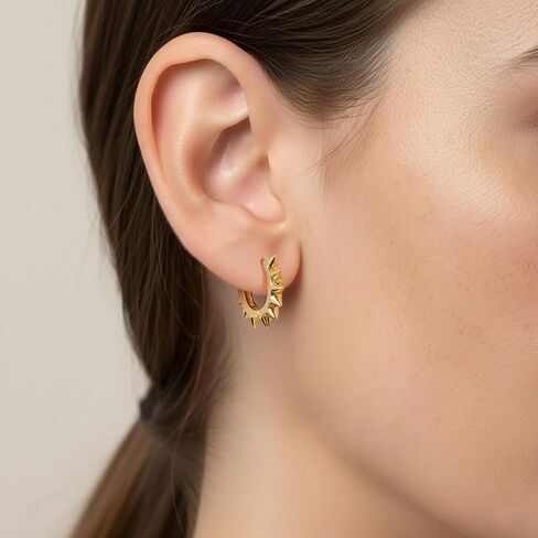 Gold Hoop Earrings for Women 14K Gold Hoop Earrings for Women Hoops Earring for Womens Huggie Iconic Rivet-Inspired Style Statement Huggie Hoops Earring for Womens 20mm in Saudi Arabia