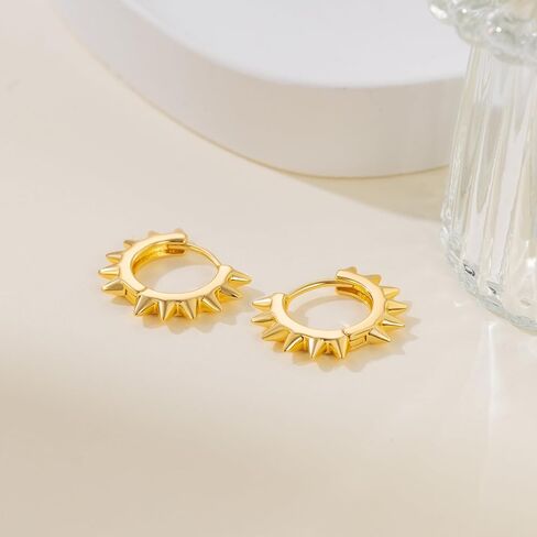 Gold Hoop Earrings for Women 14K Gold Hoop Earrings for Women Hoops Earring for Womens Huggie Iconic Rivet-Inspired Style Statement Huggie Hoops Earring for Womens 20mm in Saudi Arabia
