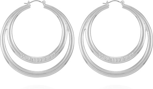 True Religion Silver Double Hoop Earrings in Kuwait