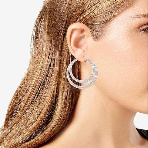 True Religion Silver Double Hoop Earrings in Kuwait