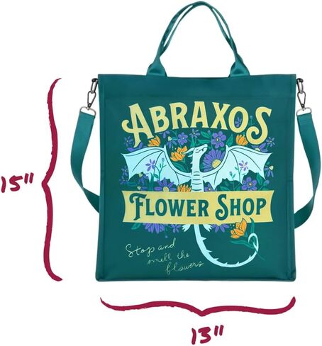 ConQuest Journals Throne of Glass Abraxos Book Bag, Adjustable Crossbody Strap, Top Handle Tote, Snap Closure, Interior Pocket & Lining, Gifts for Readers, 15" x 13", Officially Licensed Sarah J. Maas in Kuwait