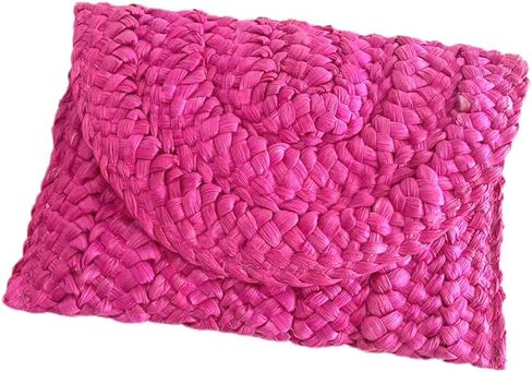 Straw Clutch Purses for Women Multicolor Woven Purse Small Beach Envelope Clutch Straws oven Clutch Handbags in Saudi Arabia