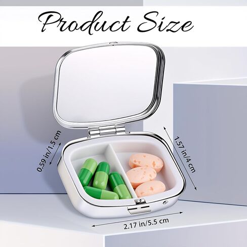 Chic Kittens Under Umbrella-Compartment Metal Pill Box – Compact and Stylish Medication Organizer, Food-Safe, Portable for Wallet or Pocket, Perfect for Vitamins and Supplements in Kuwait