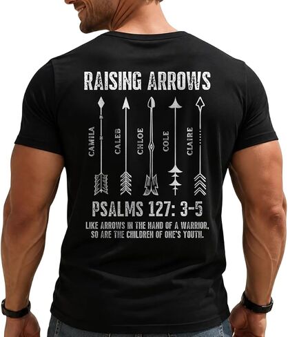 Raising Arrows Christian for Dad, Husband with Kids' Names - Personalized Shirt, Raising Arrows Psalm Shirt, Gifts for Christian Men Dad Husband, Fathers Day Birthday Gifts Multi in Saudi Arabia