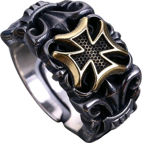 Silver Vintage Ring for Men, Adjustable Open Hug Ring, Gift for Boyfriend, Dad, Son，family，friend，couple in Kuwait