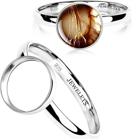 925 Sterling Silver 10 mm Round Bezel Cup Ring Blank – Fine Jewelry Ring Base for Resin Art, Cabochons, Memorial Keepsakes and Custom Jewelry Making in Saudi Arabia