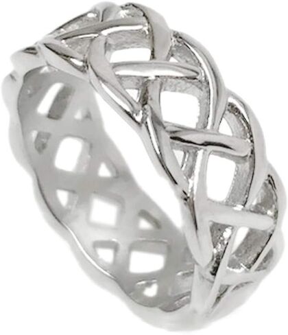 Loralyn Designs Men's Silver Braided Stainless Steel Celtic Knot Band Ring Love Wedding Non Tarnish (Sizes 8-13) in Saudi Arabia