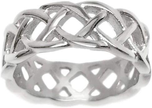 Loralyn Designs Men's Silver Braided Stainless Steel Celtic Knot Band Ring Love Wedding Non Tarnish (Sizes 8-13) in Saudi Arabia
