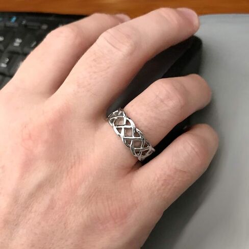Loralyn Designs Men's Silver Braided Stainless Steel Celtic Knot Band Ring Love Wedding Non Tarnish (Sizes 8-13) in Saudi Arabia