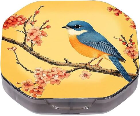 4 Compartment Stained Glass Hummingbird Travel Pill Organizer, Watertight Portable Daily Pill Box for Vitamins, Fish Oil, Medicine & Small Items - BPA-Free Food Grade Material in Kuwait