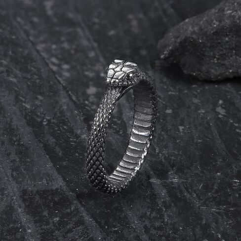 Tail-Eating Snake Stainless Steel Ring Symbol of Infinity and Renewal Unisex Alchemy & Mythology Emblem Ring Size 6-13 in Kuwait
