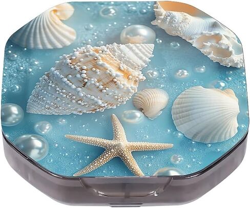 4 Compartment Stained Glass Hummingbird Travel Pill Organizer, Watertight Portable Daily Pill Box for Vitamins, Fish Oil, Medicine & Small Items - BPA-Free Food Grade Material in Kuwait