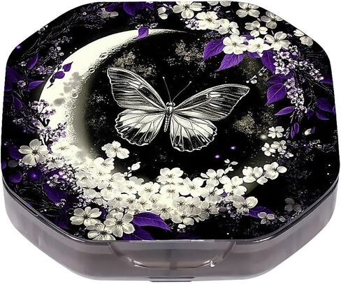 4 Compartment Stained Glass Hummingbird Travel Pill Organizer, Watertight Portable Daily Pill Box for Vitamins, Fish Oil, Medicine & Small Items - BPA-Free Food Grade Material in Kuwait