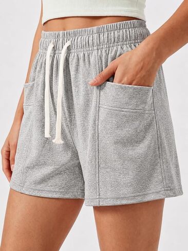 Women's High Waist Drawstring Shorts, Casual Loose Shorts with Pockets for Daily & Workout in Kuwait