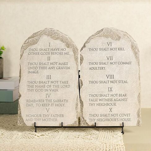 Ten Commandments tablets of stone for Wall or Tabletop Plaque - 14 x 12inch Stone Effect Religious Plaque for Home, Office, or Church Inspritional Table Decor Los 10 mandamientos in Saudi Arabia