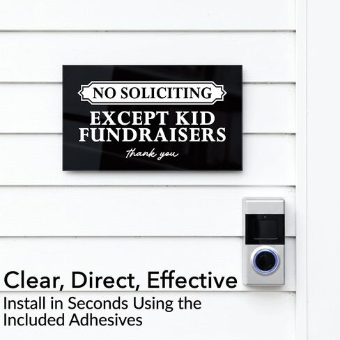 Premium No Soliciting Except Kid Fundraising Sign for House, Acrylic No Soliciting Except Kids Fundraisers Sign for Home, Cute No Solicitors Signs Unless You're a Kid, Made in USA, Black - 6.0x3.5 in Kuwait