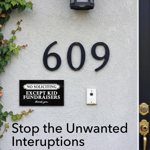 Premium No Soliciting Except Kid Fundraising Sign for House, Acrylic No Soliciting Except Kids Fundraisers Sign for Home, Cute No Solicitors Signs Unless You're a Kid, Made in USA, Black - 6.0x3.5 in Kuwait