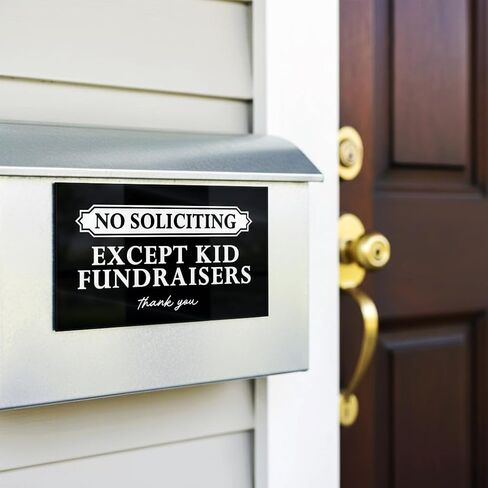Premium No Soliciting Except Kid Fundraising Sign for House, Acrylic No Soliciting Except Kids Fundraisers Sign for Home, Cute No Solicitors Signs Unless You're a Kid, Made in USA, Black - 6.0x3.5 in Kuwait