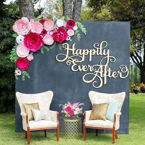 Wooden Happily Ever After Sign for Backdrop,Wedding Wall Sign,Bridal Shower Decorations for Bachelorette Party Engagement Party Decor Photography Background in Saudi Arabia