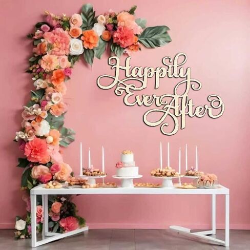 Wooden Happily Ever After Sign for Backdrop,Wedding Wall Sign,Bridal Shower Decorations for Bachelorette Party Engagement Party Decor Photography Background in Saudi Arabia
