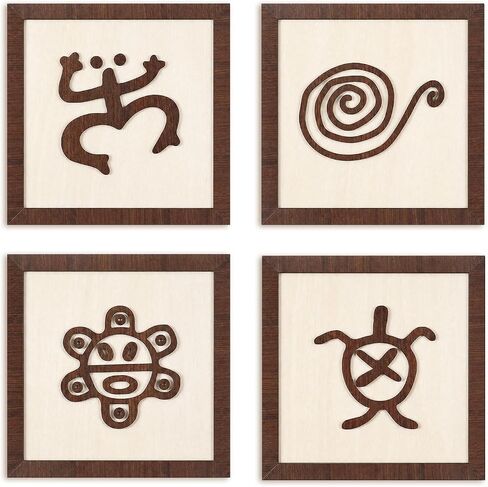Novabright 4 Pack Taino Wood Wall Decor Vintage Puerto Rico Wall Art 7.87 Inch Puerto Rico Sun Symbol Decor Farmhouse Boricua Hanging Art Culture Gift for Office Home Living Room in Saudi Arabia