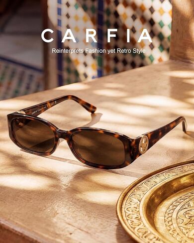 CARFIA Chic Sunglasses Womens Trendy UV400 Protection, Retro Tortoiseshell Acetate,Rectangle Anti-Reflective Lenses Shades in Kuwait