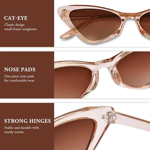 Cat Eye Sunglasses for Women Vintage Cateye Sun Glasses 90s Small Trendy Sunnies UV400 Protection in Kuwait
