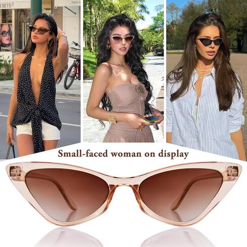 Cat Eye Sunglasses for Women Vintage Cateye Sun Glasses 90s Small Trendy Sunnies UV400 Protection in Kuwait