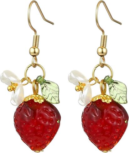 Cute Fruit Dangle Earrings Banana/Lemon/Strawberry/Avocado Fun Novelty Drop Earrings Set, Cute Quirky Fruit-Themed Jewelry for Women Gift in Kuwait