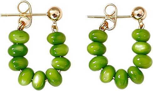 Lightweight Beaded Earrings Handmade Bohemian Beads Dangle Earrings Green Resin Beaded Earrings for Women Charm Jewelry in Kuwait