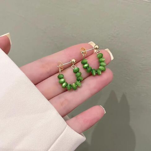 Lightweight Beaded Earrings Handmade Bohemian Beads Dangle Earrings Green Resin Beaded Earrings for Women Charm Jewelry in Kuwait
