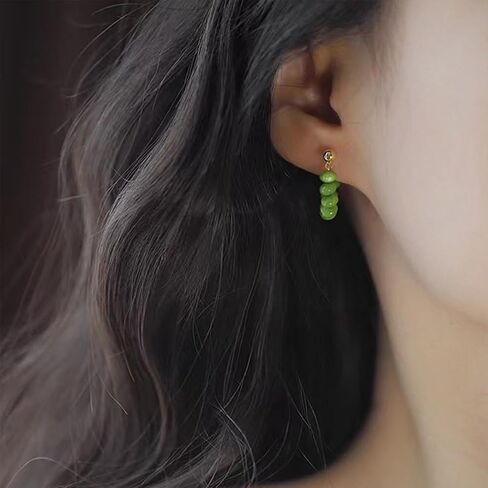 Lightweight Beaded Earrings Handmade Bohemian Beads Dangle Earrings Green Resin Beaded Earrings for Women Charm Jewelry in Kuwait