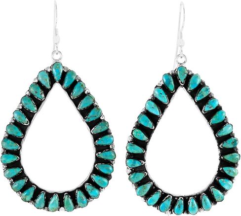 Turquoise Earrings 925 Sterling Silver & Genuine Gemstone in Kuwait