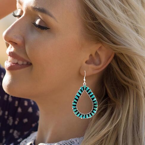 Turquoise Earrings 925 Sterling Silver & Genuine Gemstone in Kuwait