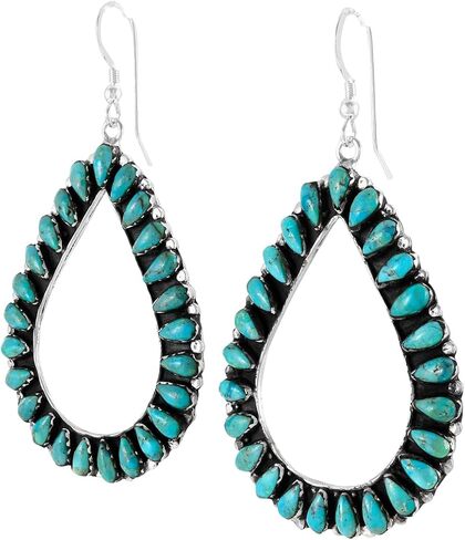 Turquoise Earrings 925 Sterling Silver & Genuine Gemstone in Kuwait