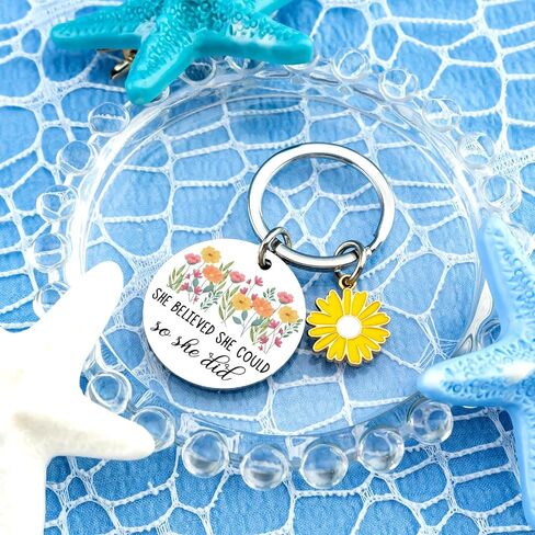 Daisy Gifts Inspirational Gifts for Women Girls Daughters She Believed She Could So She Did Keychain Spiritual Gift for Women Girls Graduation Gift for Her Birthday Christmas Presents for Friends in Saudi Arabia