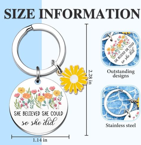 Daisy Gifts Inspirational Gifts for Women Girls Daughters She Believed She Could So She Did Keychain Spiritual Gift for Women Girls Graduation Gift for Her Birthday Christmas Presents for Friends in Saudi Arabia