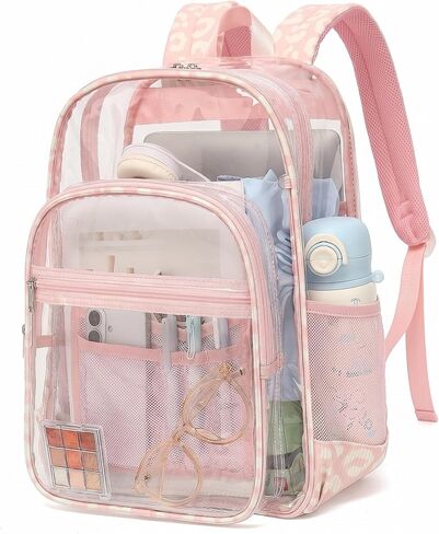 Clear Backpack, Heavy Duty Transparent School Bag, Clear Bookbag for Kids, Teens, Boys, Girls and Women, Stadium Approved See Through Backpack for School, Work & Travel-Checkered Matcha Green in Saudi Arabia