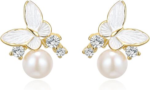 Crysdue Simulated Pearl Earring for Brides Bridesmaid, Cubic Zirconia Fashion Floral Stud Earrings for Wedding Prom Pageant in Saudi Arabia