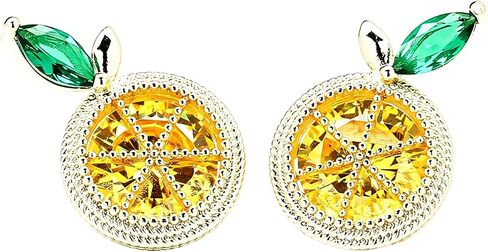 Lemon Cubic Zirconia Stud Earrings for Women, Sparkling Yellow Crystal Citrus Fruit Earrings, Exquisite Fruit Themed Jewelry Accessories, Elegant Summer Style Ear Studs Gifts in Saudi Arabia