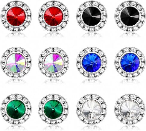 6 Pairs Dance Competition Earrings 15mm Rhinestone Earrings for Women - 6 Colors Sparkling Stainless Steel Studs for Dance Competitions Stage Opera Party Performance Wedding Bridal Earring Jewelry in Saudi Arabia